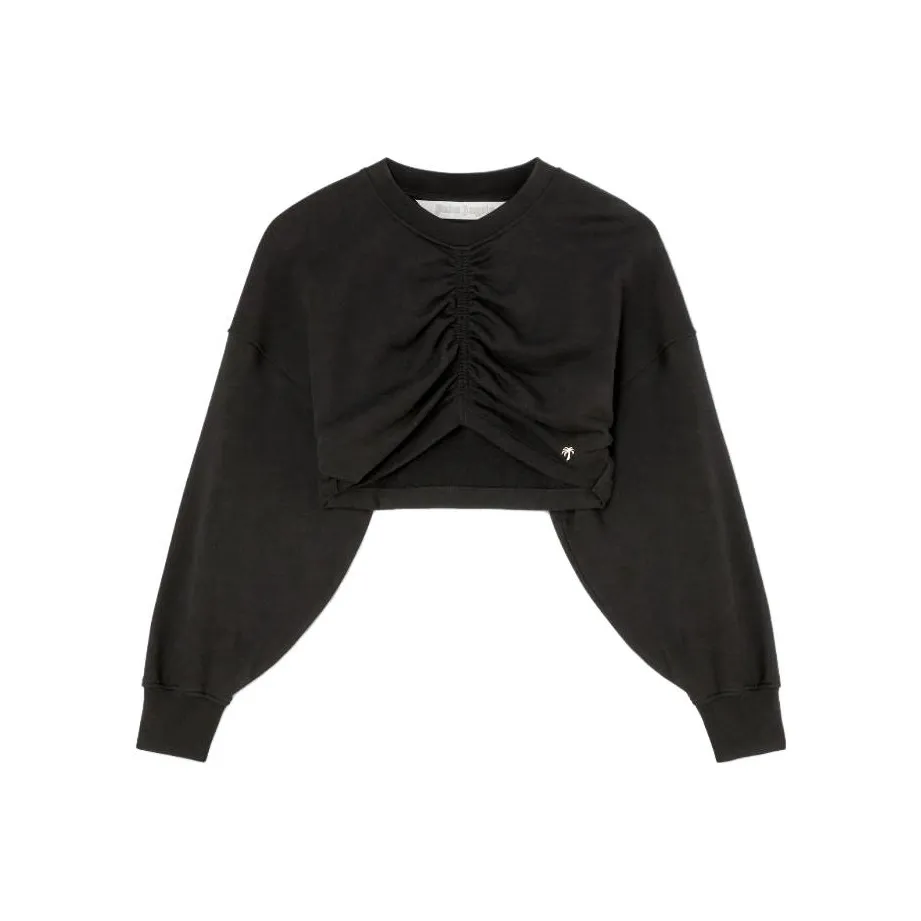 PALM ANGELS Ruched detail Cropped Sweatshirt