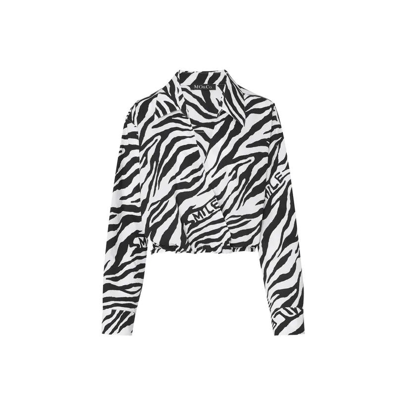 MO&CO Черно-белая панда Тигровый принт Женские рубашки