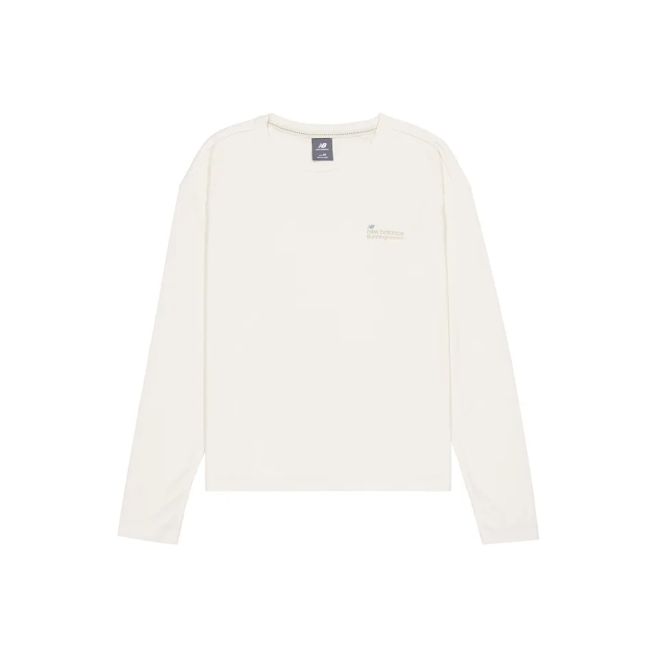 New Balance совместная брендированная футболка с рукавом-трубкой женская цвет слоновая кость