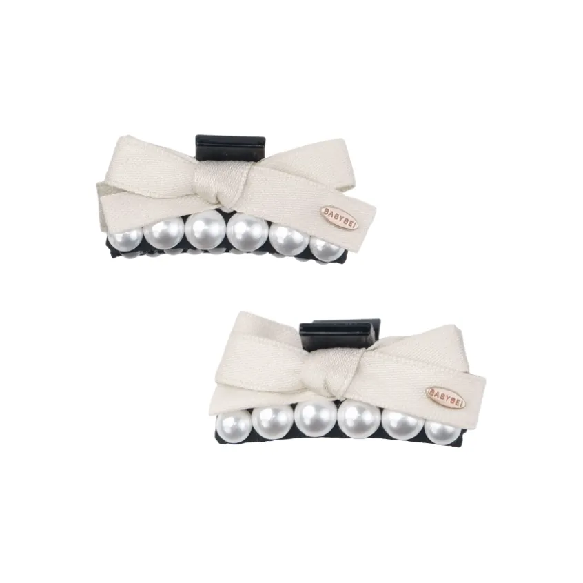 BABYBEI Edge Clip Hairpin Advanced Handmade Black Beige Bowknot Hair Accessories Women's
