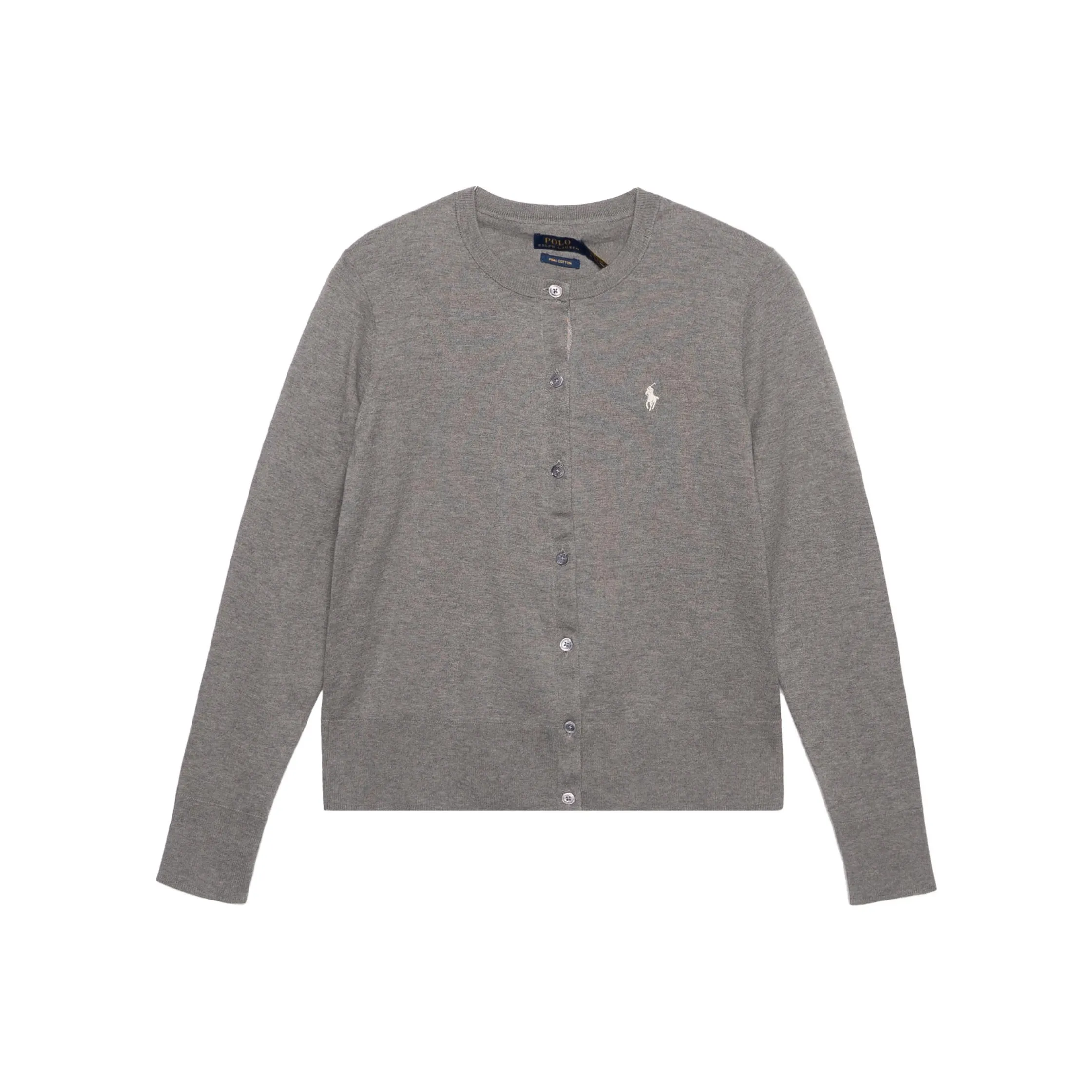 Polo Ralph Lauren Women's Logo-intarsia Single-Breasted Knitwear Grey