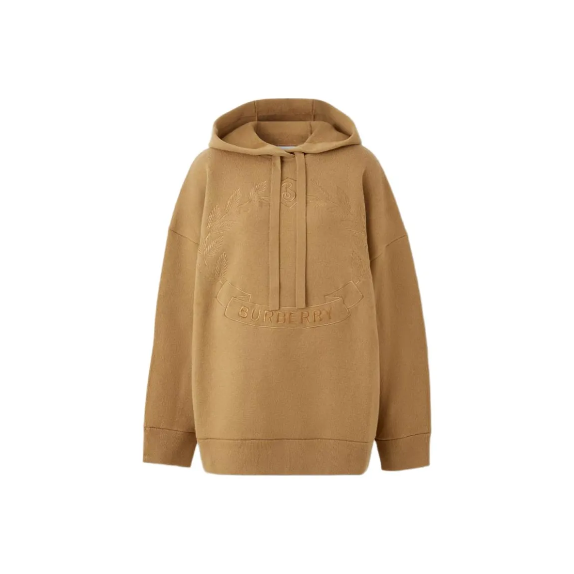 Burberry Embroidered Oak Leaf Crest Drawstring Hoodie