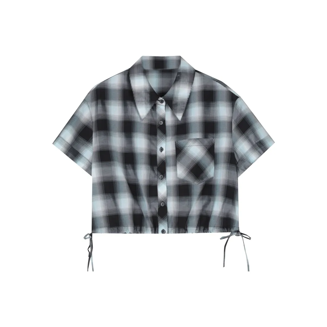 BLUEerror SS24 Рубашка Женская Синяя Черная Клетка