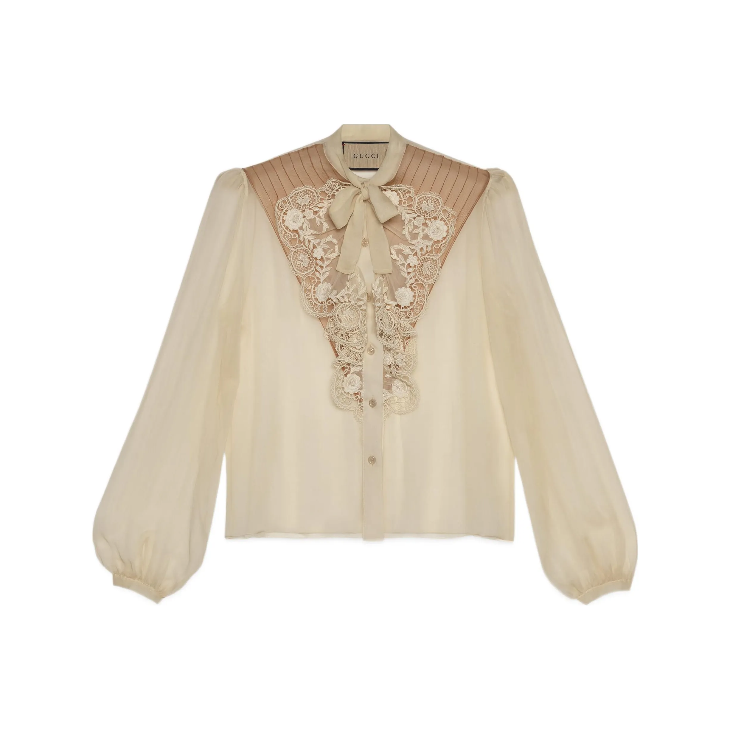GUCCI Китайский Новый Год Экрю Женские Шифоновые Рубашки
