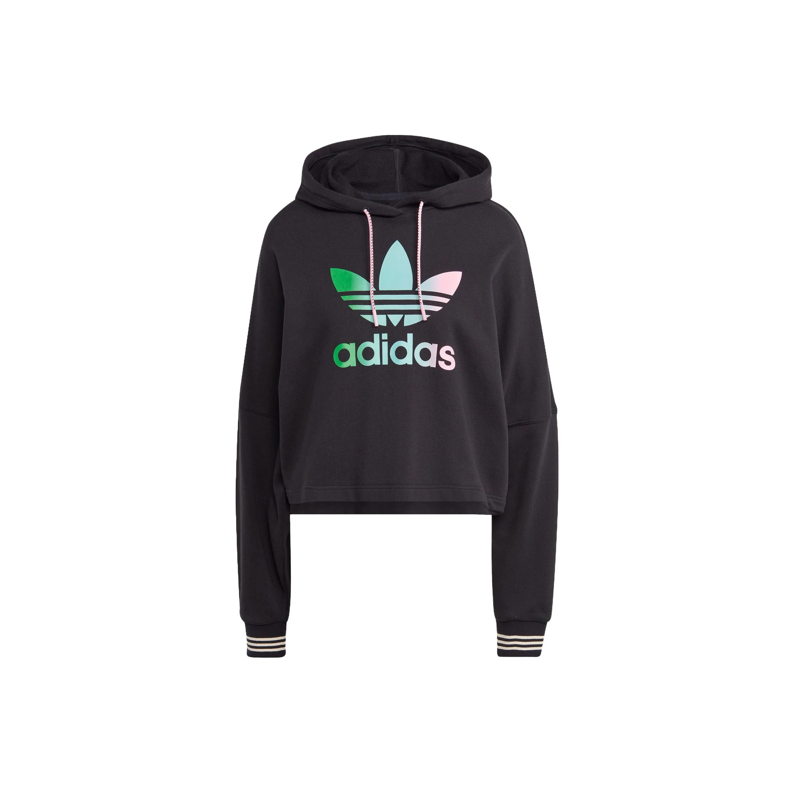 Adidas Originals 70s Cropped Hoodie Sweatshirt Women's Black