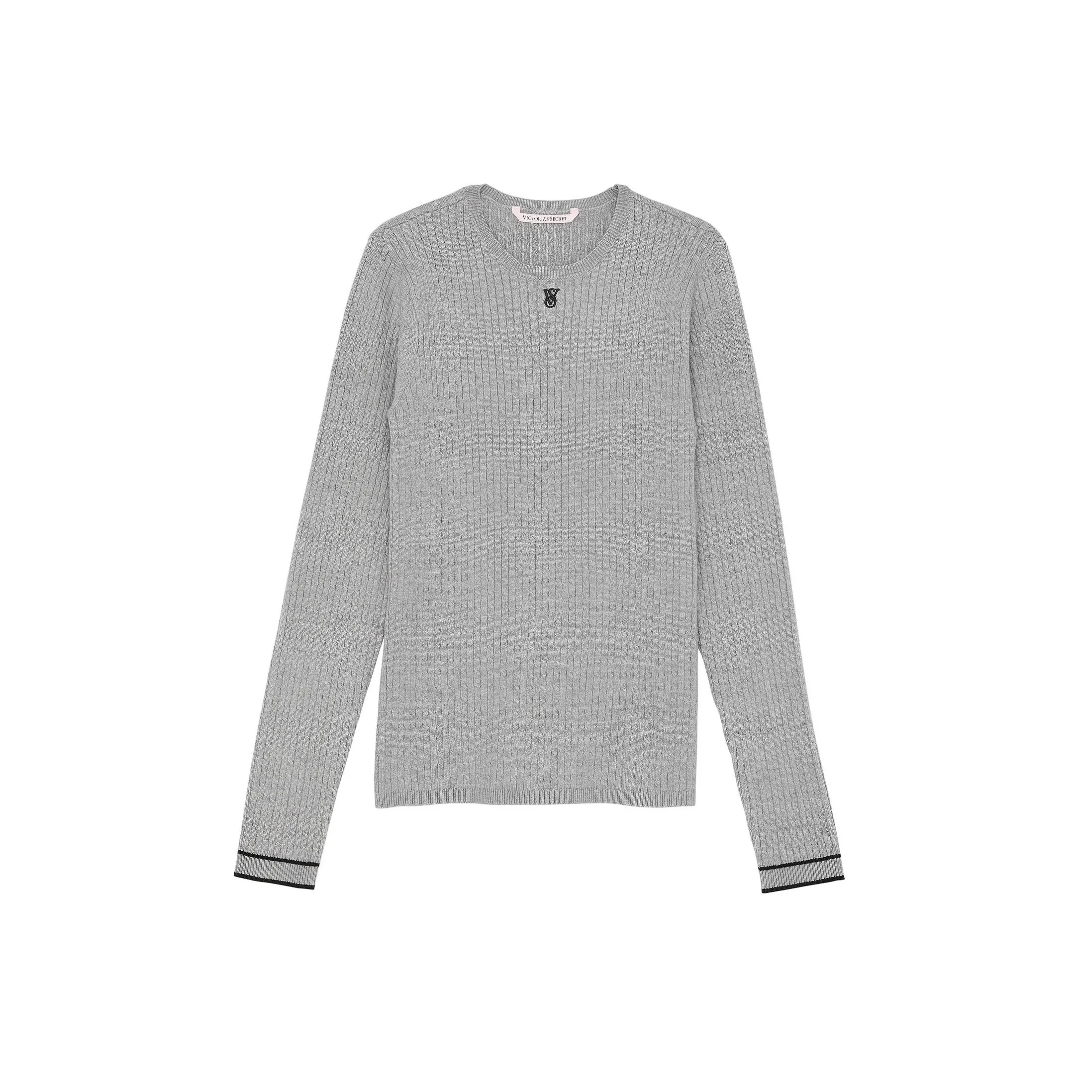 Victoria's Secret Luxe Cable Knit Crewneck Heather Grey Трикотаж Women's Heather Grey