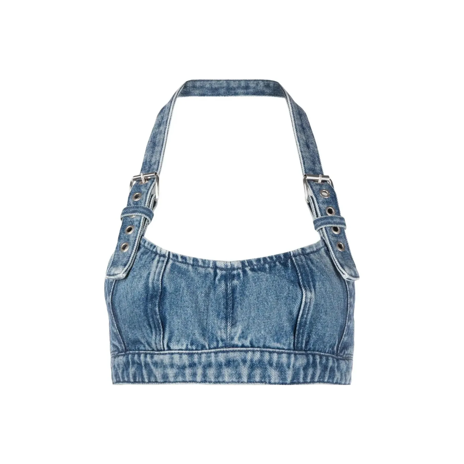 AMBUSH Buckle-Strap Halterneck Denim Bralette