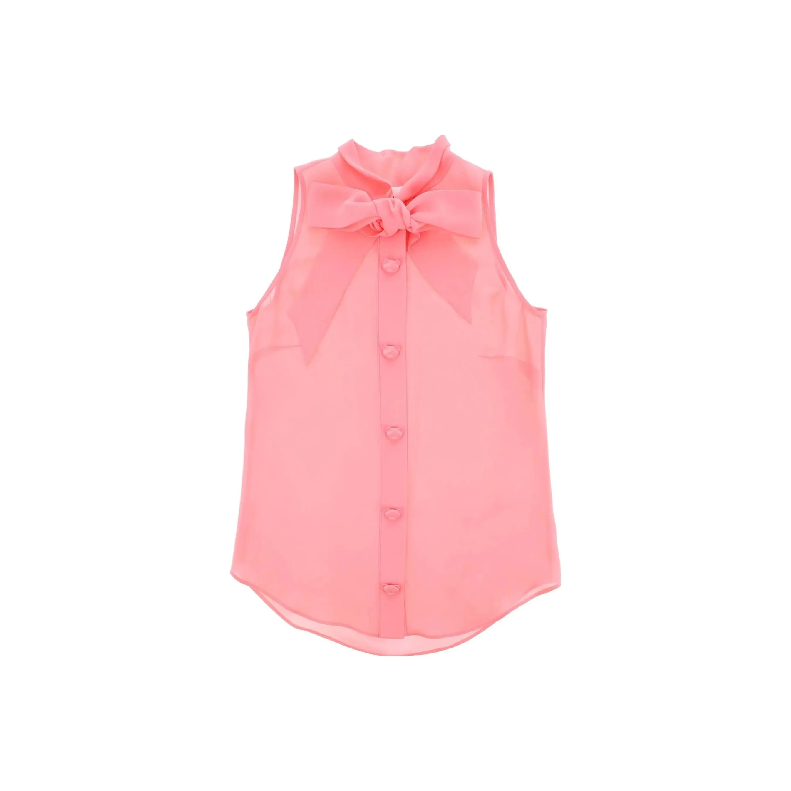 MOSCHINO Sleeveless Pussy-Bow Buttoned Blouse