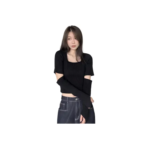 YIWANGJIEKONG Черный Женские Трикотаж