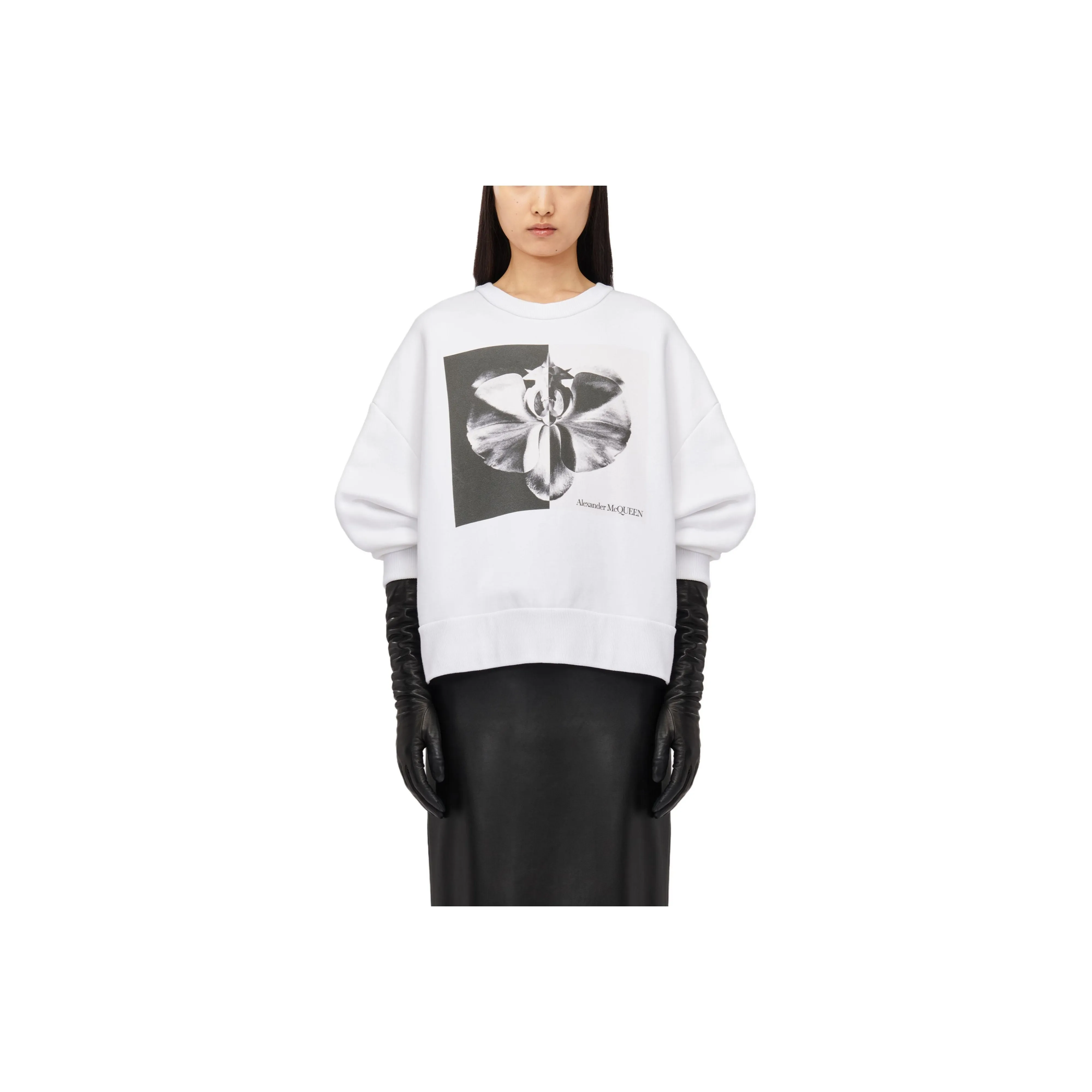 Alexander McQueen Ghost Orchid Printed Crewneck Sweatshirt