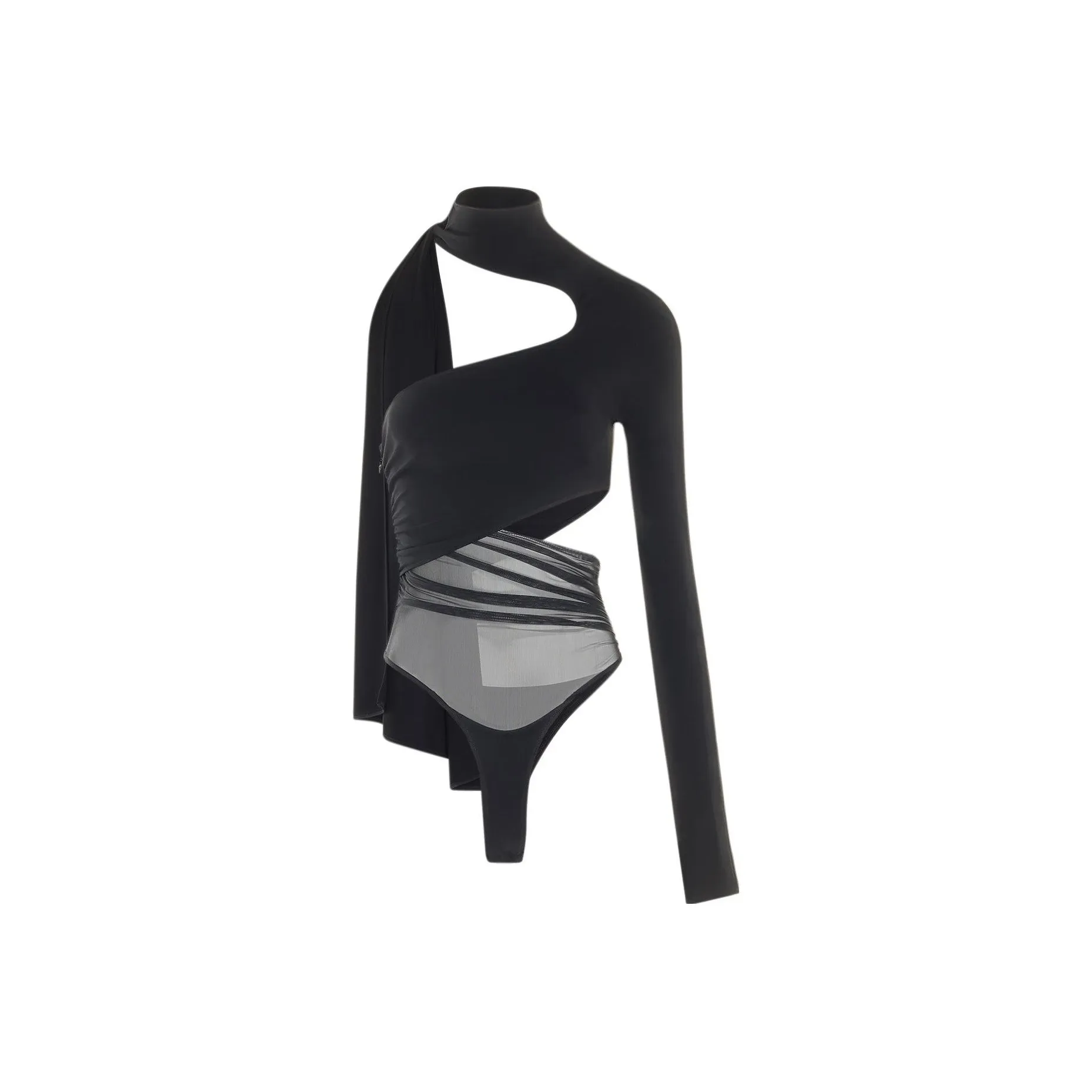 Mugler Cut out One shoulder Bodysuit