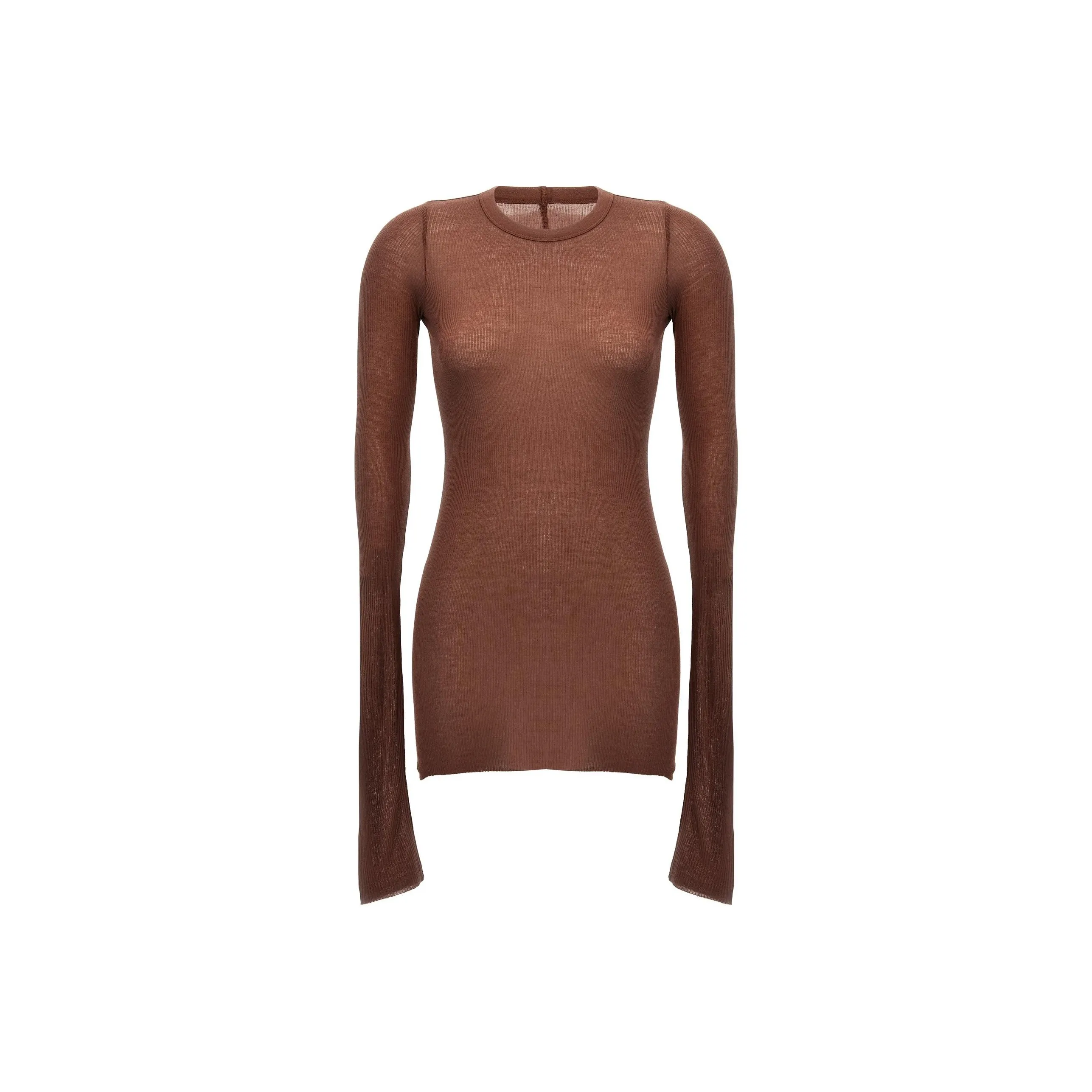 RICK OWENS Long Sleeved Hip Length Ribbed T Shirt