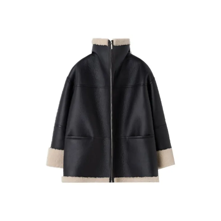 Totême Signature Zip Up Leather Jacket