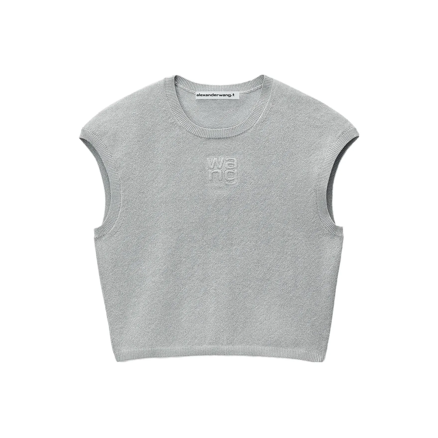 Alexander Wang Logo embossed Cap sleeved Knitted T shirt