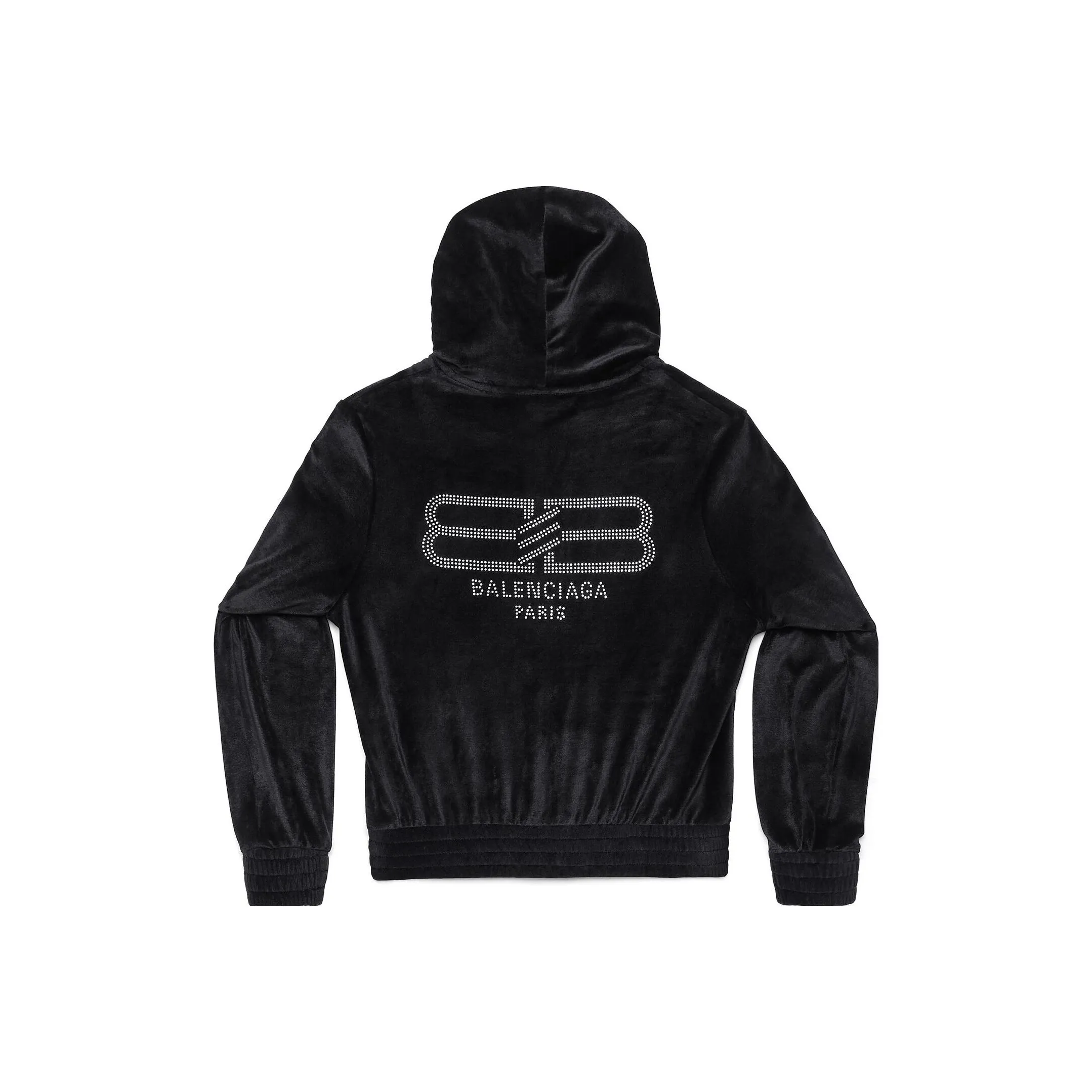 Balenciaga Bb Paris Strass Zip Up Fitted hoodie Boxy Black