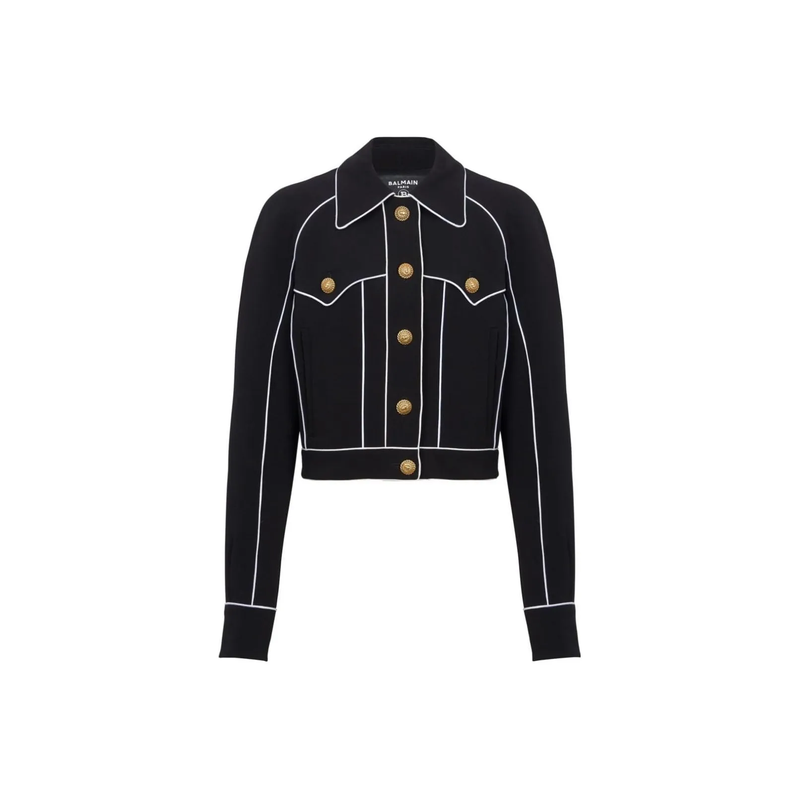 BALMAIN Buttoned Contrasted Western Crepe Jacket 'Black'