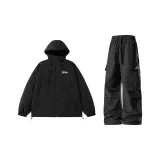 블랙 푸퍼 재킷 + 블랙 바람막이 바지 (기모 안감 선택 가능)