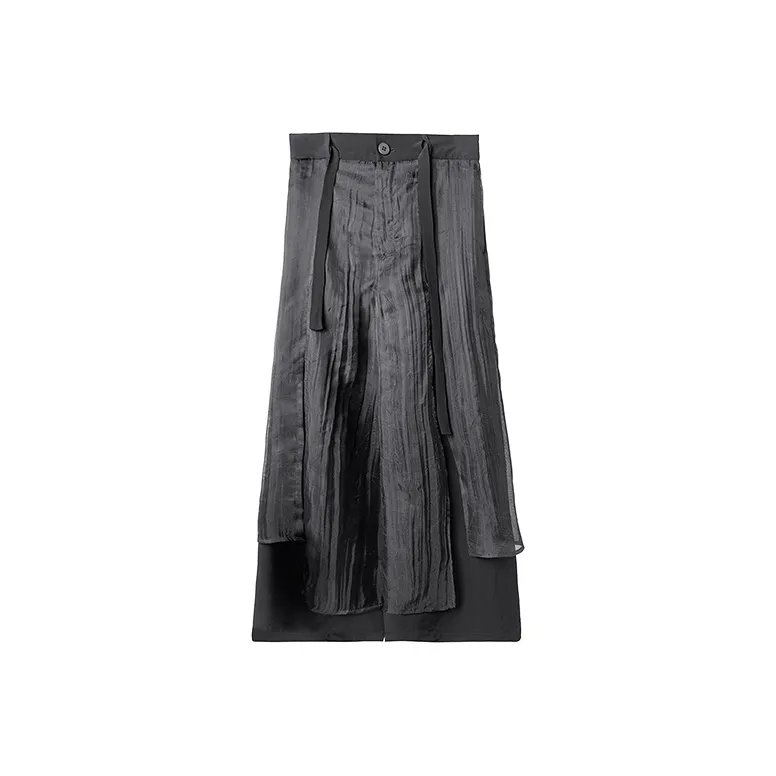 HUANXIANGZHE Свободный крой Прямой крой Обрезанные штаны Warrior Стиль Повседневные штаны Унисекс Черный