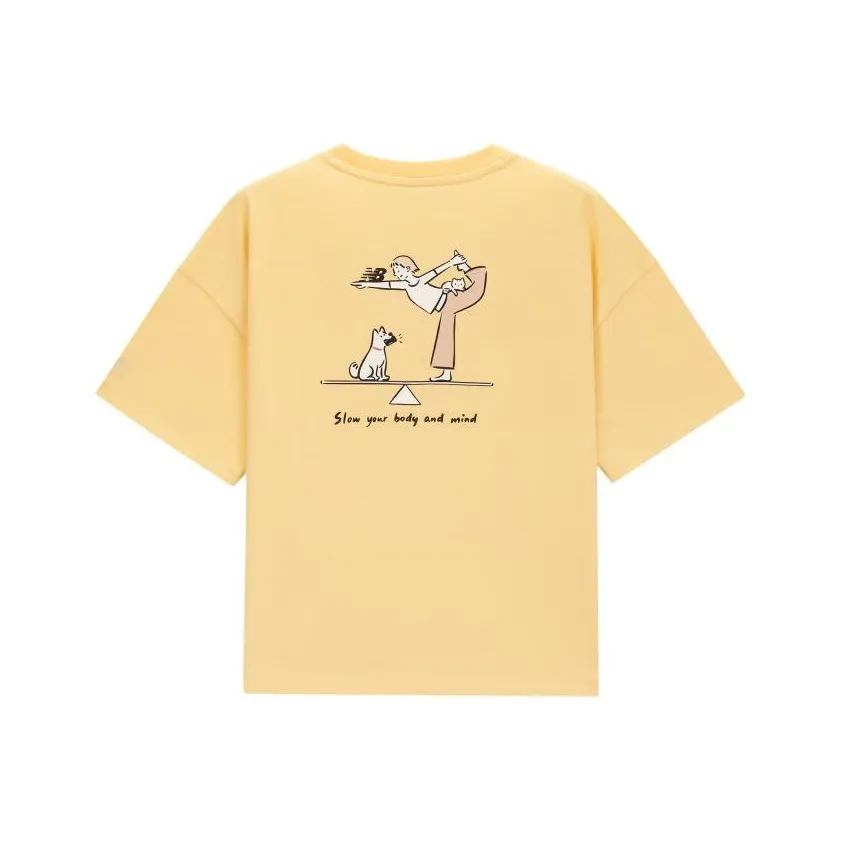 New Balance совместная брендированная футболка с рукавом с оборванным плечом женская желтая