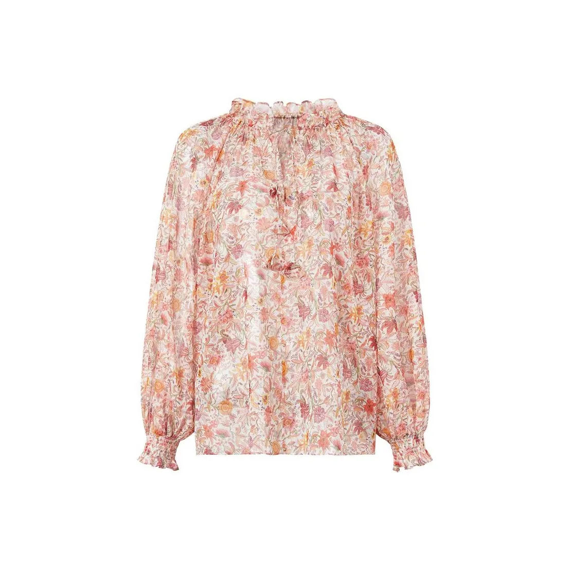 JZ Juzui Шифон Рубашка Женская Цветочный Дизайн Оранжевый Красный