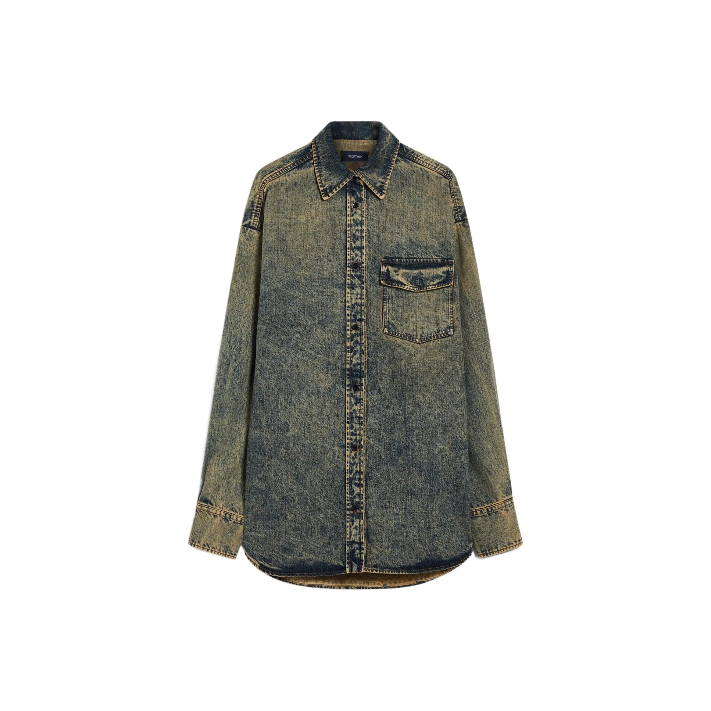 SportMa Targa Collection Oversized Denim Blouse Shirt Women's Beige