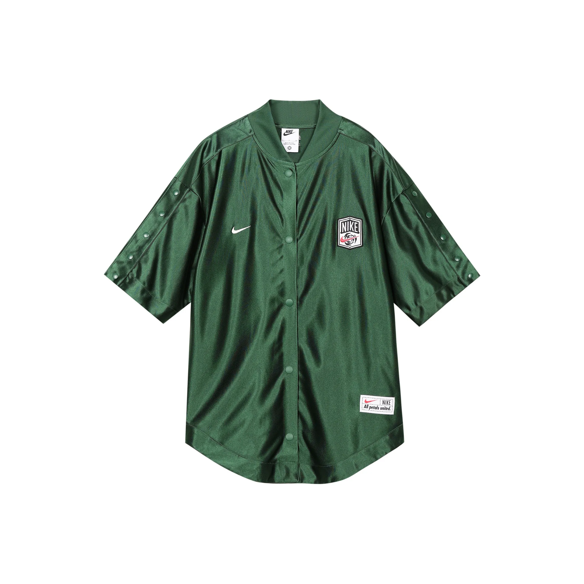 Nike Sportswear Women's Baseball Collar Short-Sleeve Shirt Green