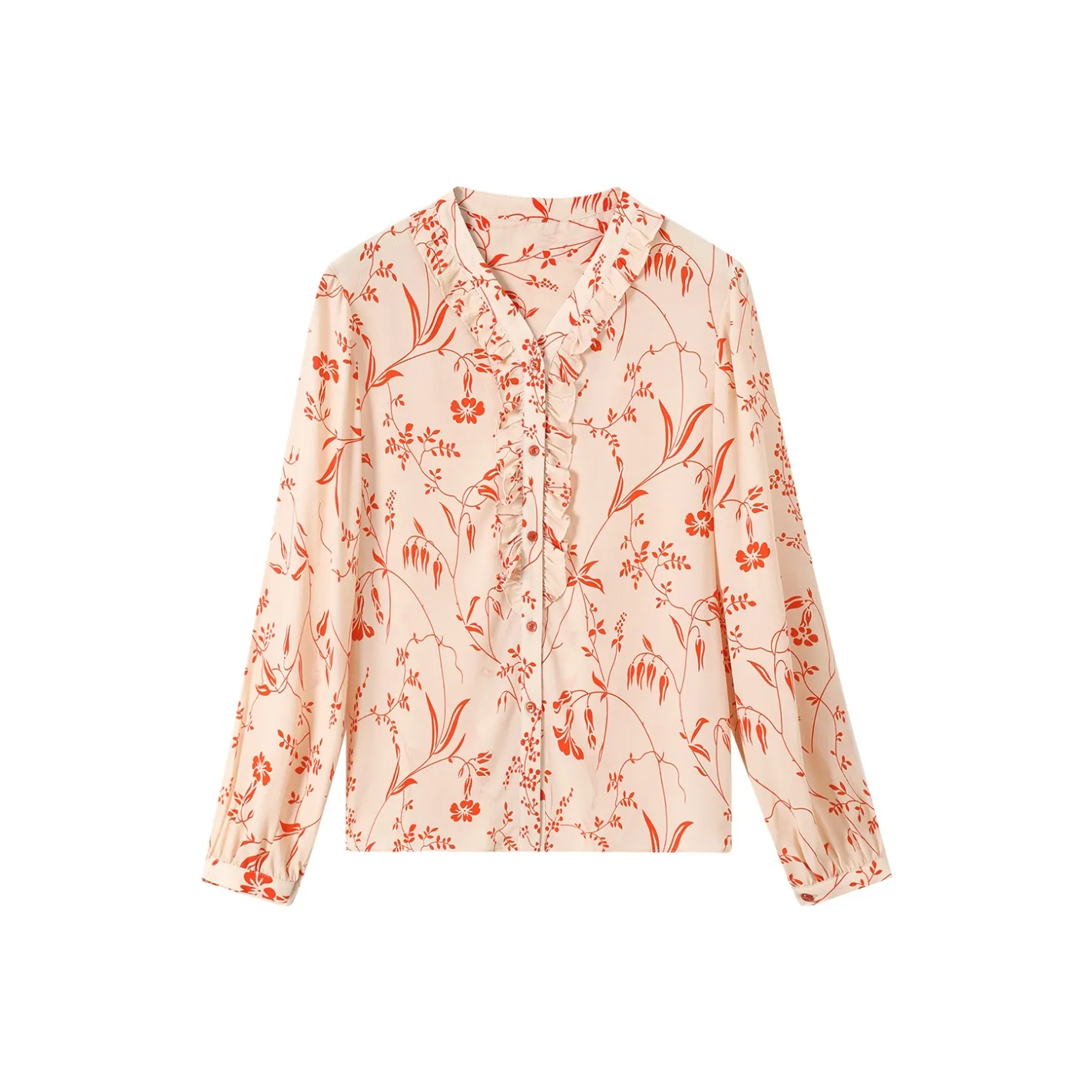 H YXIANG Рубашка Женская Бежевая с Волоконной Веткой