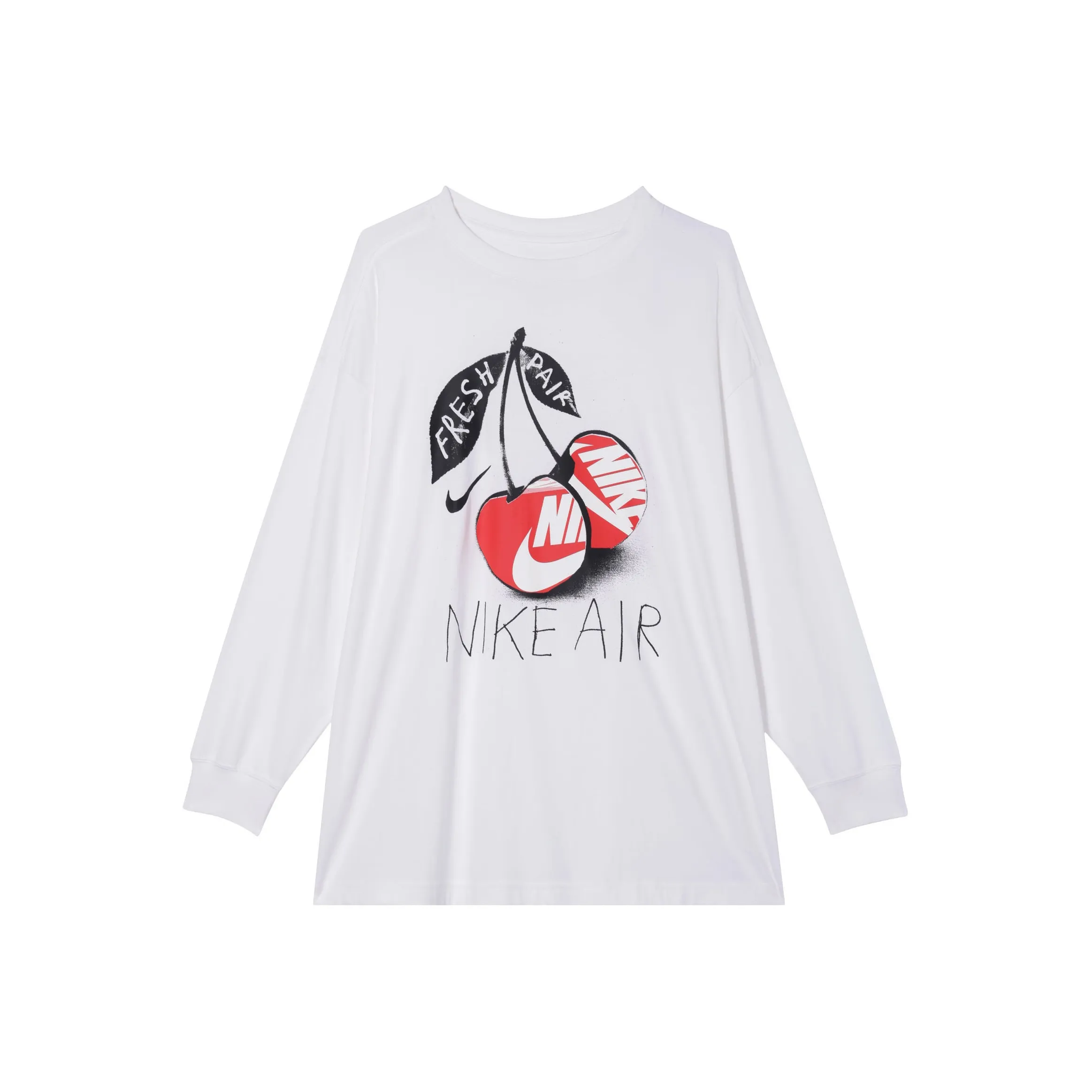 Nike Т-рубашка с рукавом-трубкой женская белая