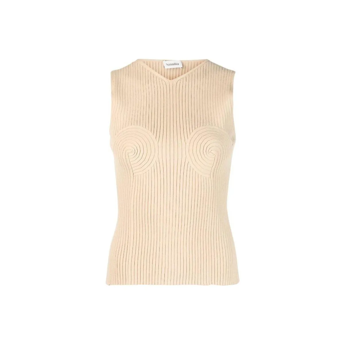 NANUSHKA Shaped Bustier V Neck Knitted Top