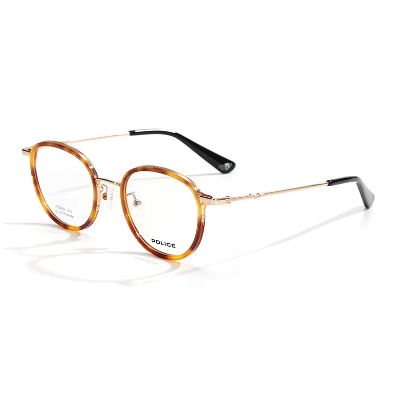 Police Пластиковая оправа β-титан Круглые Оправы для очков Мужские Серебряные