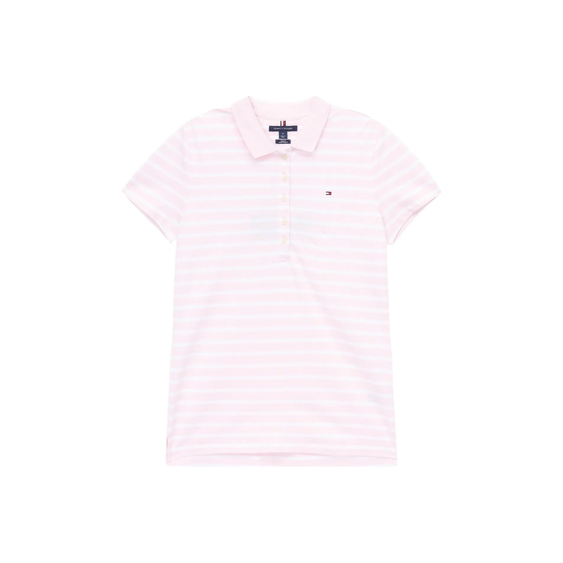 Tommy Hilfiger Polo Shirt Women's Light Pink White Stripes
