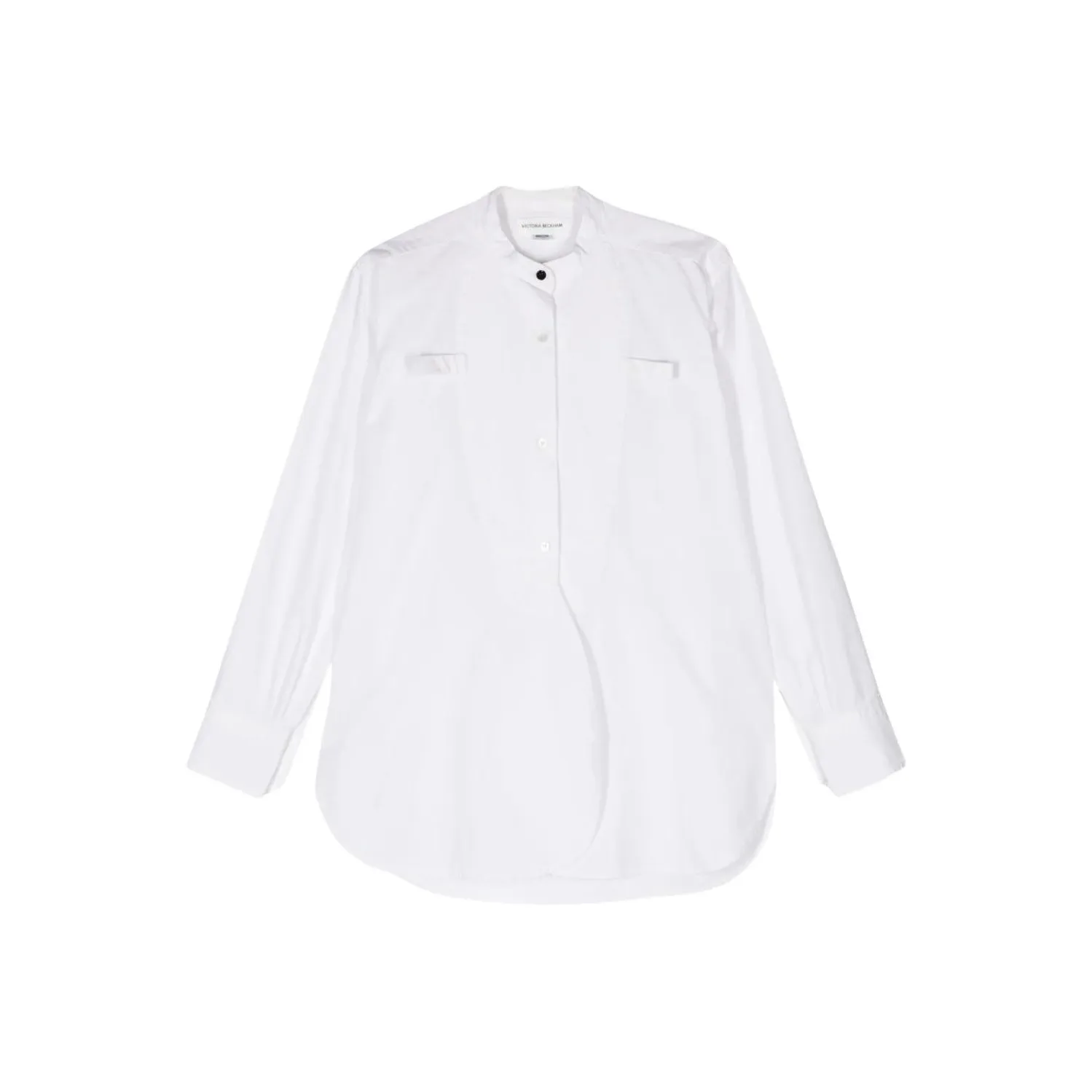Victoria Beckham Band Collar Curved Hem Shirt
