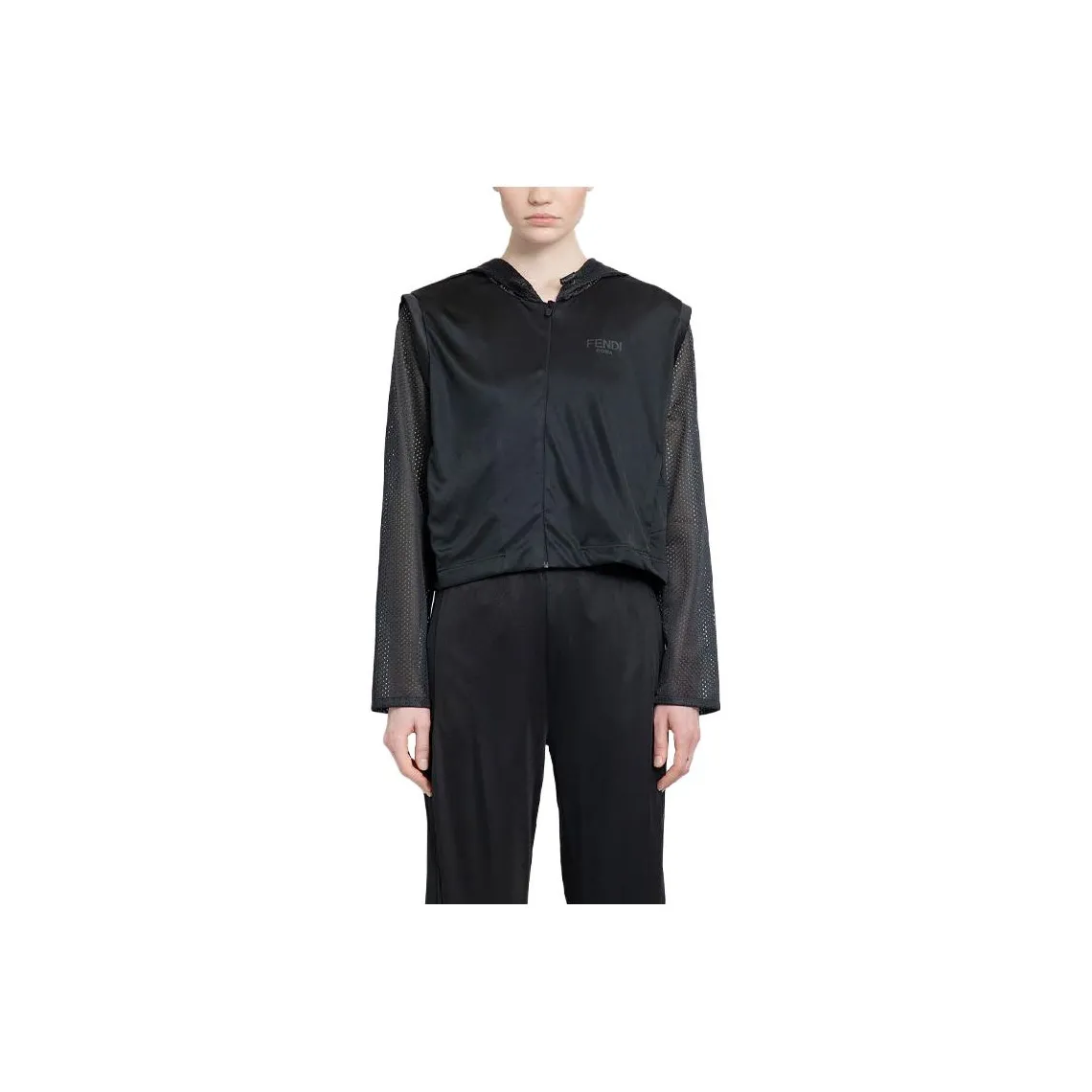 FENDI Logo print Mesh detail Hoodie