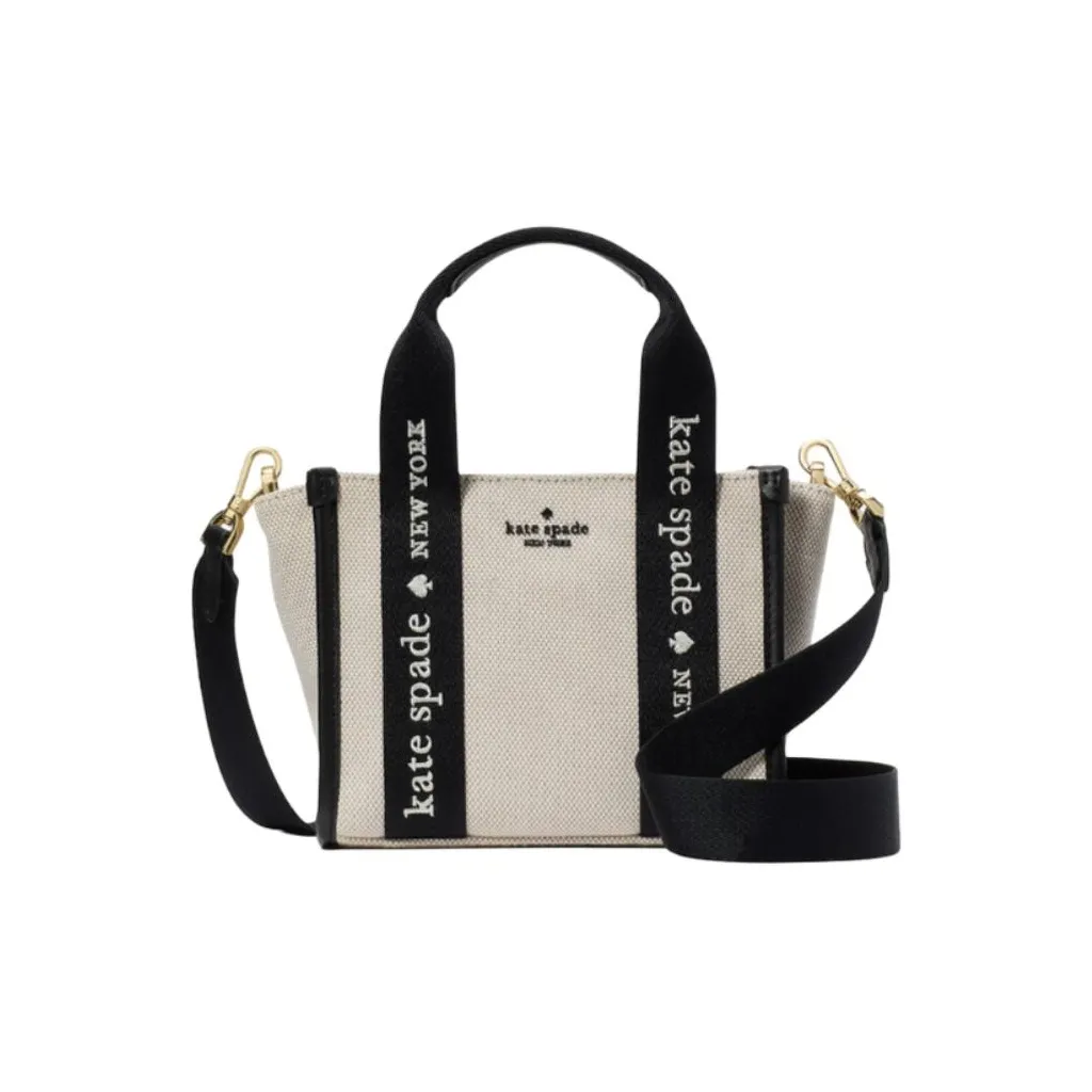 Kate Spade Canvas Bag Tote Bag Shopping Bag Shoulder Bag Handbag Mini Women's Beige Black Kate Spade Холщовая сумка Тоут сумка Сумка для покупок Сумка через плечо Сумка мини Женская Бежевая и Черная