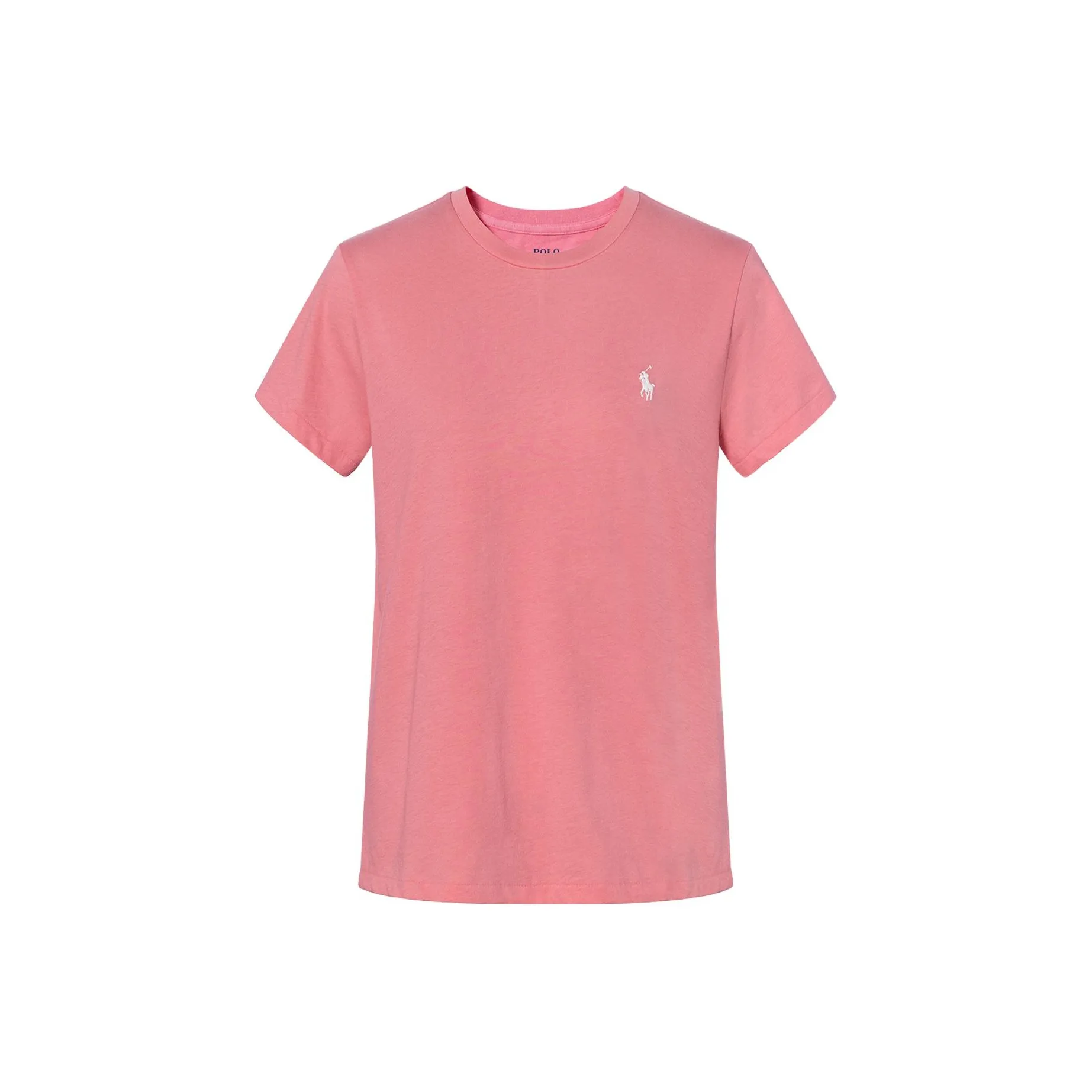 Polo Ralph Lauren Однотонный Логотип Вышивка Повседневный Круглый вырез Пуловер Короткий рукав Т-Рубашка Женская Розовая