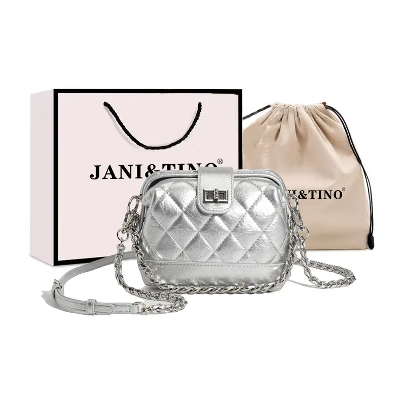 JANITINO ПУ (полиуретан) Сумка через плечо Стандартная Женская Серебряный