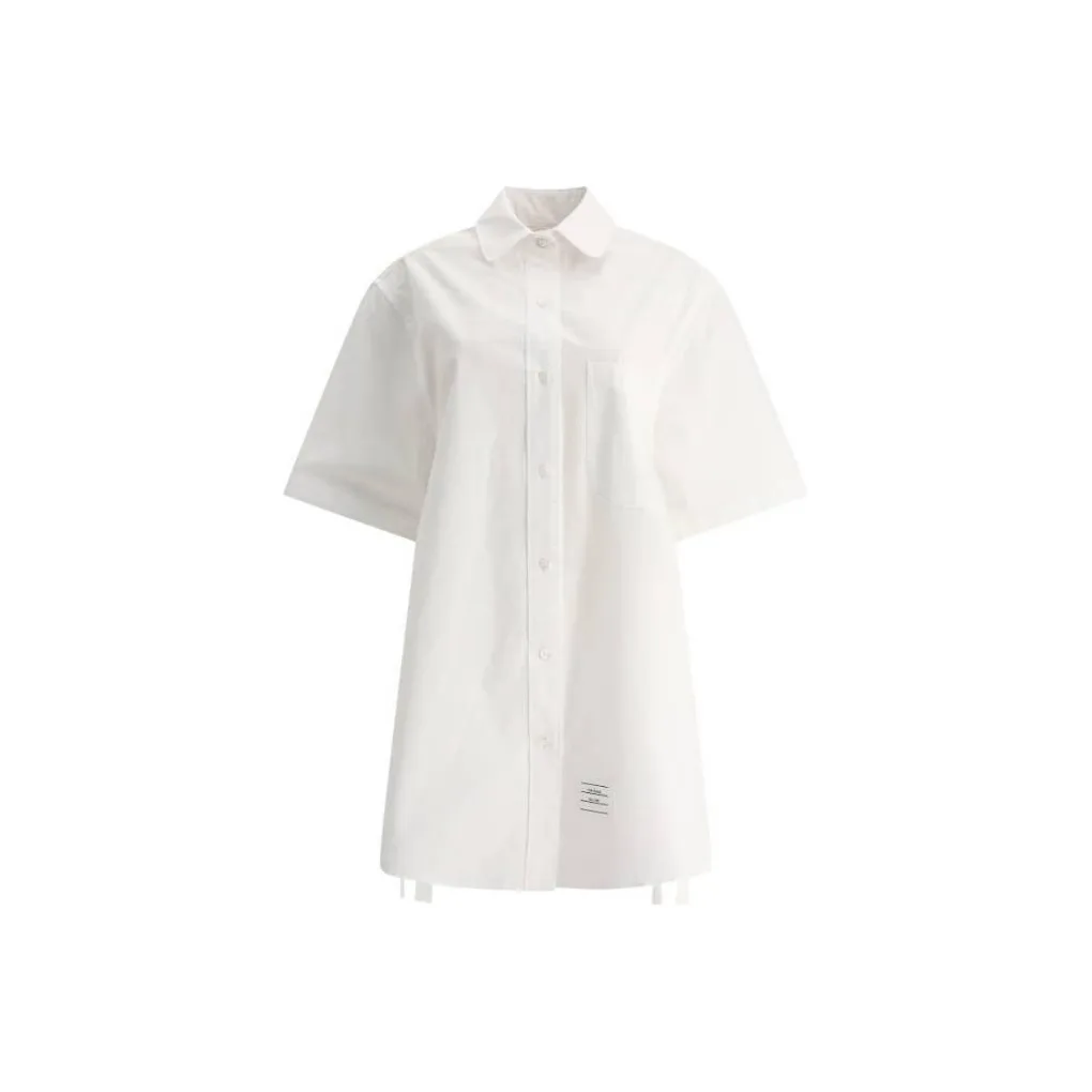 THOM BROWNE Logo Patch Button Up Shirt Dress