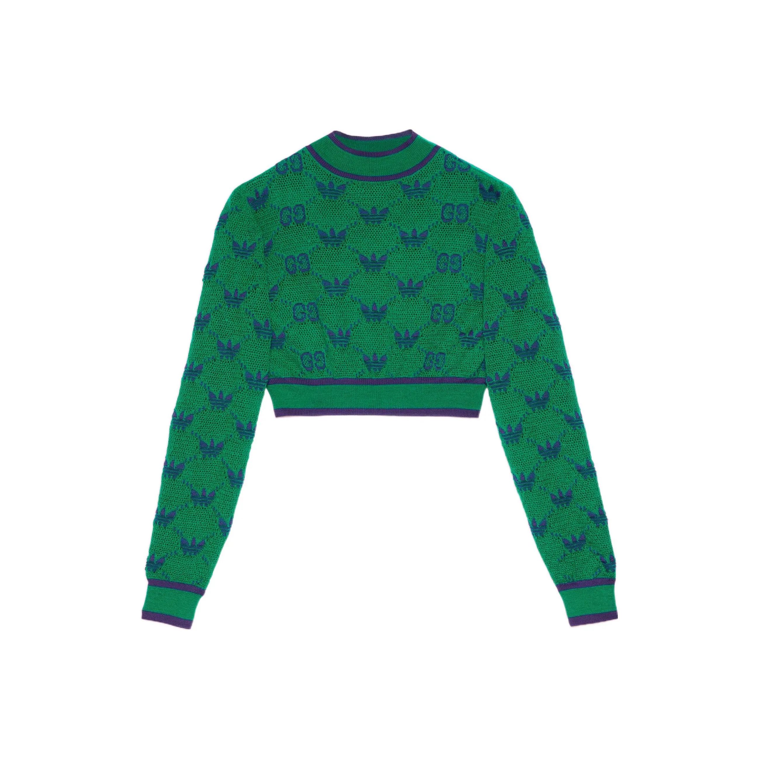 GUCCI X Adidas Wool Jacquard Sweater Green/Blue
