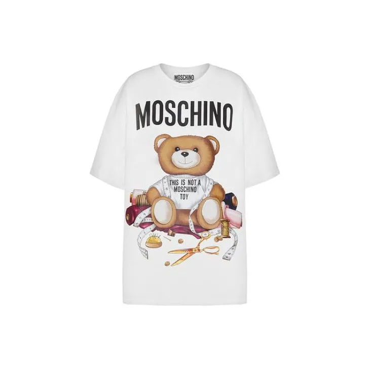 MOSCHINO SS23 Drop Shoulder Sleeve T Shirt Women's White