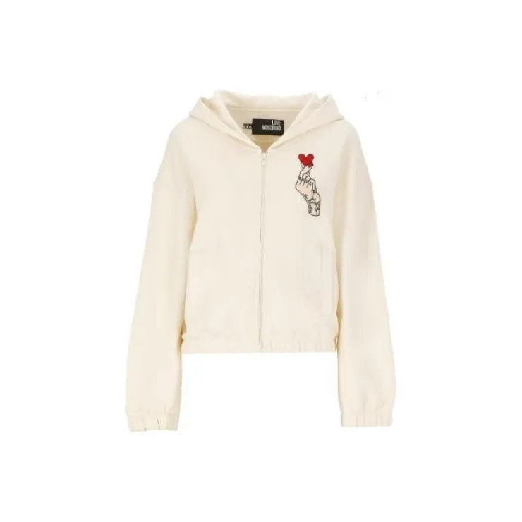 LOVE MOSCHINO Logo Patch Zip Up Hoodie