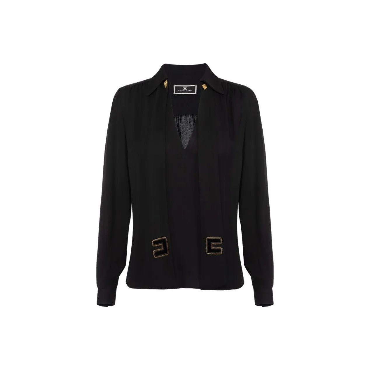 Elisabetta Franchi Logo embroidered Scarf neck Blouse
