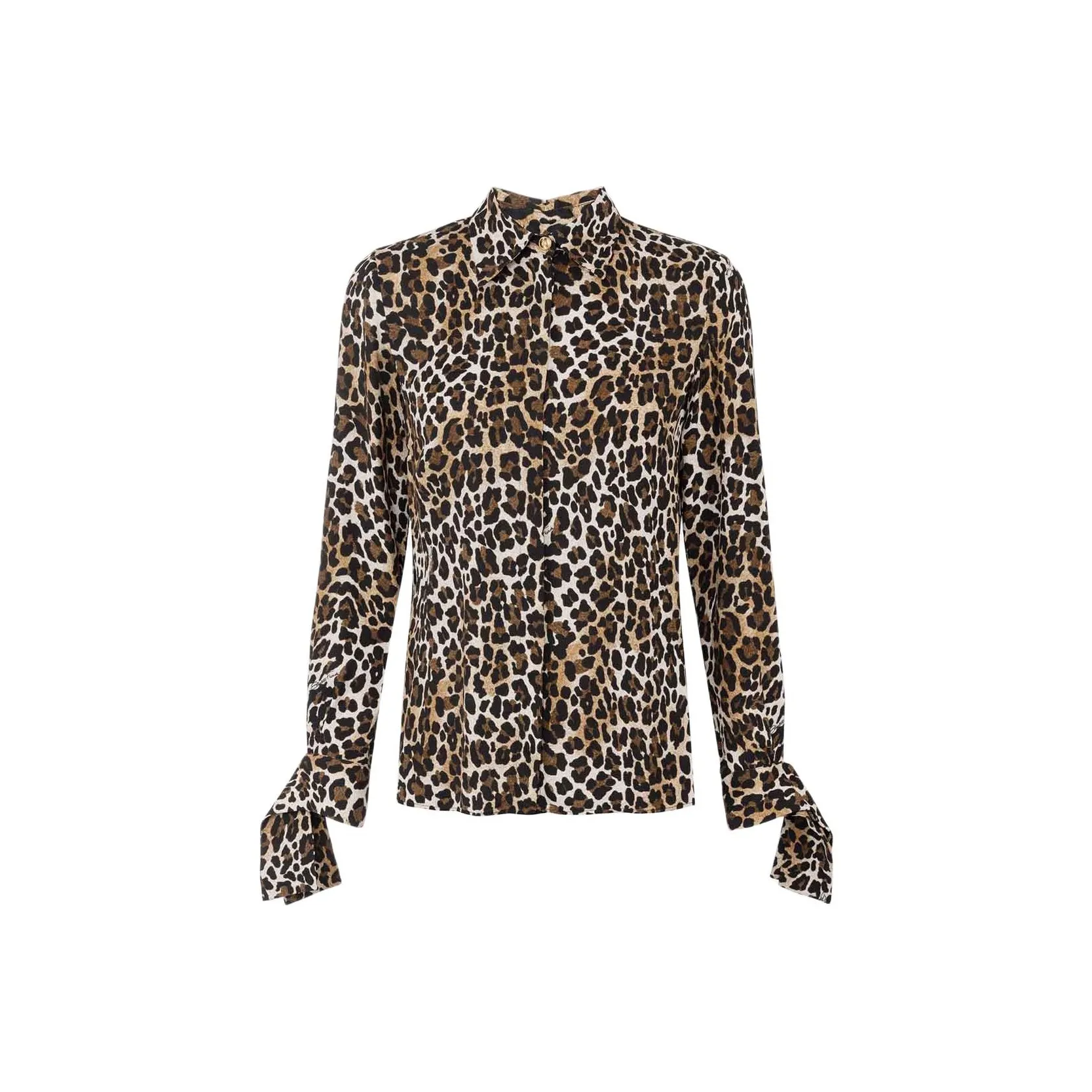 Elisabetta Franchi Ribbon Cuffs Animalier Printed Georgette Blouse