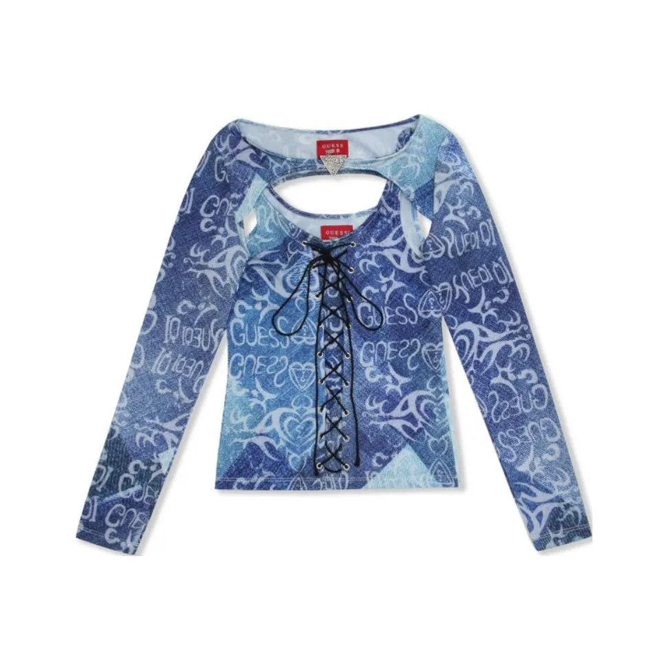 GUESS T-Shirt Женская С принтом Синий