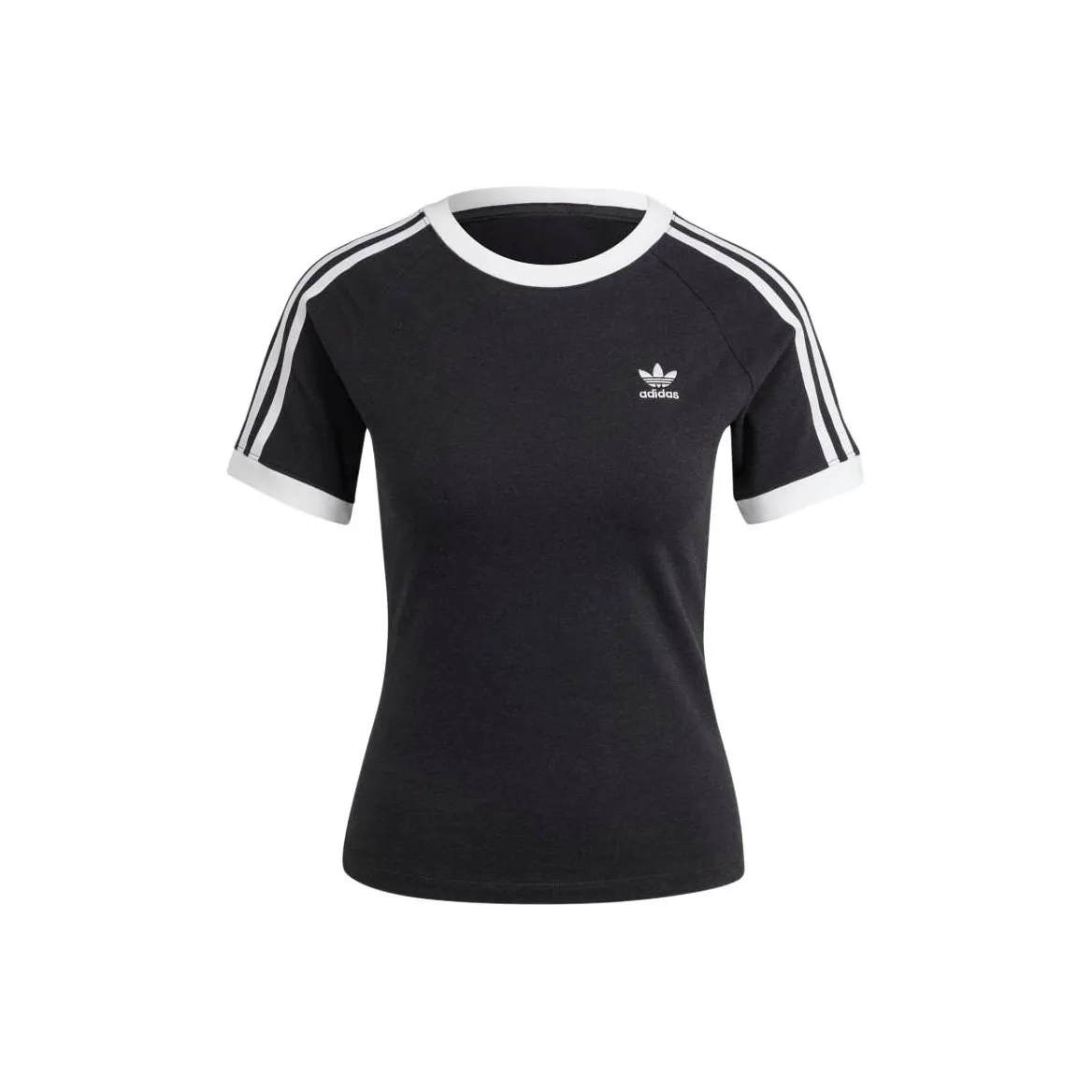 Adidas Women's 3 Stripes Slim Raglan T Shirt Black Melange