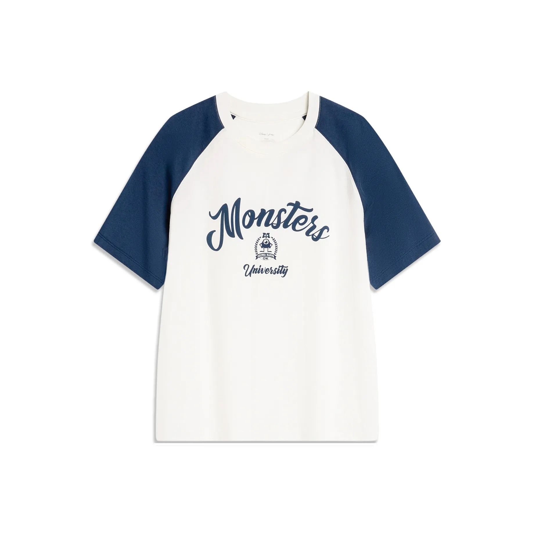 LINING x Disney Monsters University Совместная коллекция Sports Life Т-рубашка Женская Айвори Темный Прусский Синий