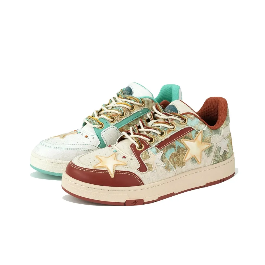 KAALIXTO Slip-resistant Abrasion-resistant Low-top Skateboard Shoes Unisex Red Blue Mismatched KAALIXTO Противоскользящие Износостойкие Низкие Кроссовки для скейтбординга Унисекс Красный Синий Несовпадающие