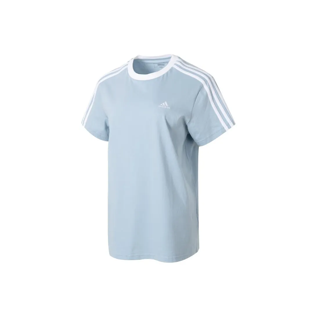 Adidas Essentials 3 Stripes T-Shirt Женская Светло-Синяя