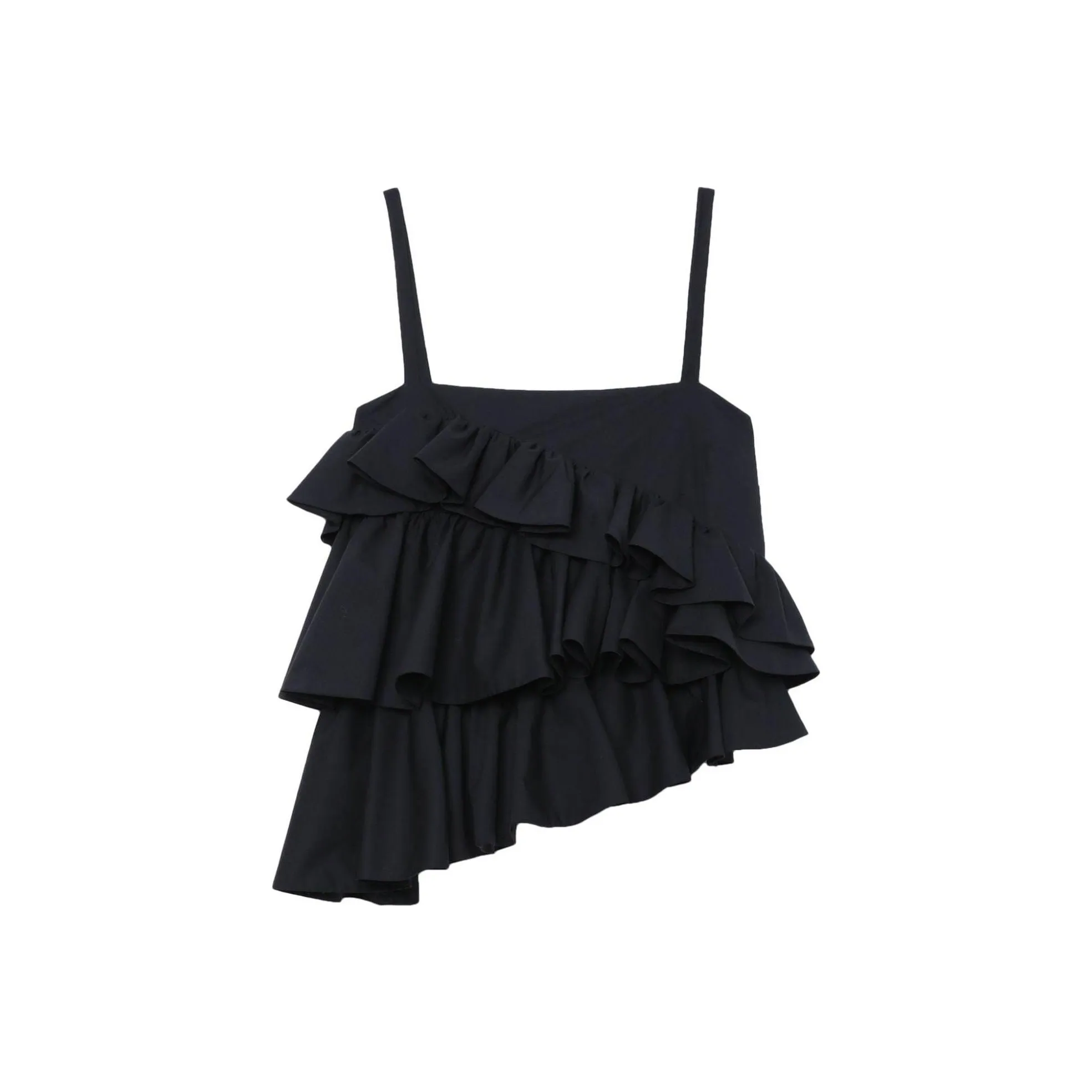 MSGM Asymmetric Ruffled Spaghetti Straps Top