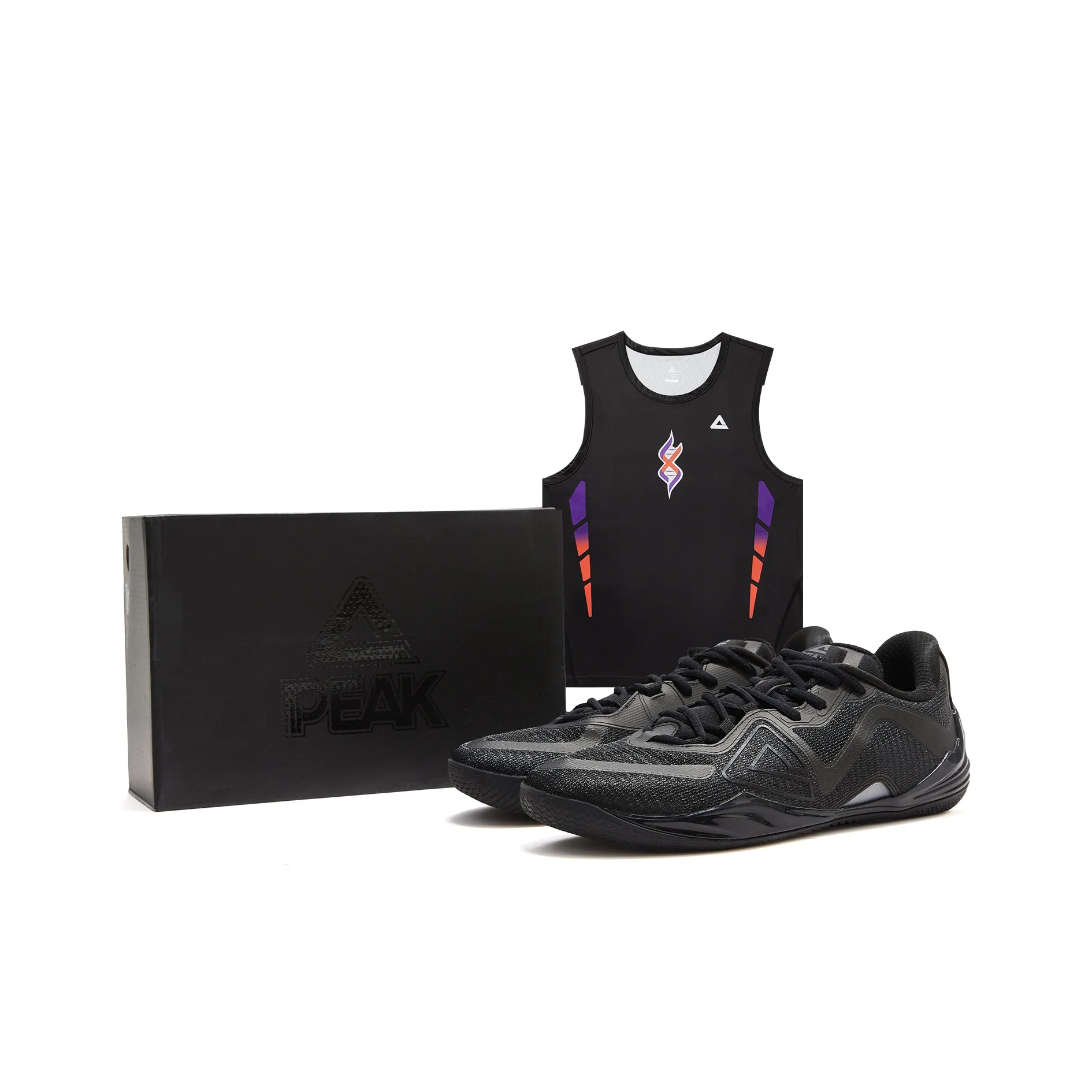 PEAK Taoji Unique, Black Warrior, Box Included Cushioning, Slip Resistant, Rebound Low Top Basketball Shoes Men's