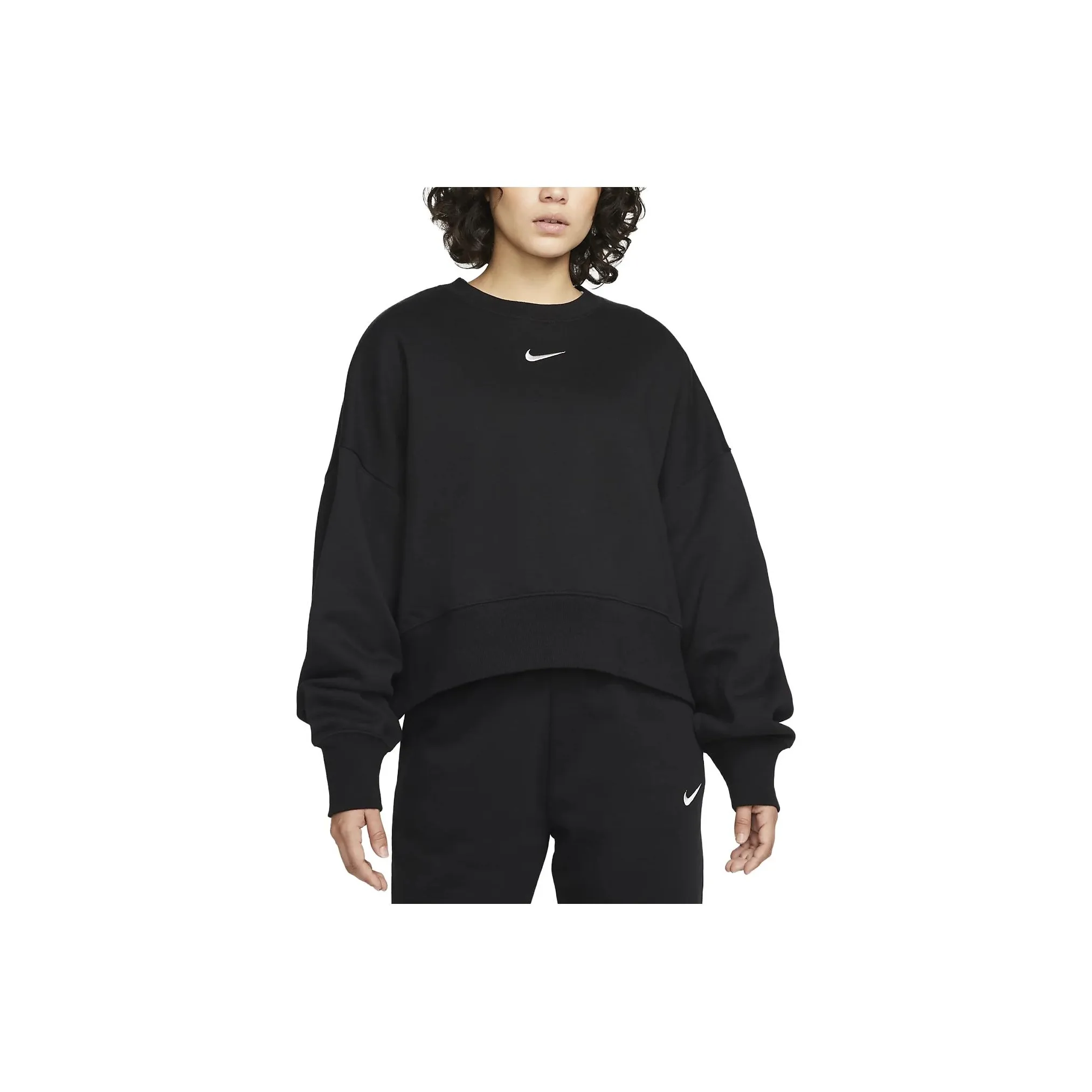 Nike Women's Phoenix Fleece Oversized Crew Sweatshirt Black/Sail